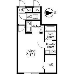 BRANCHE城西 1Kの間取図画像