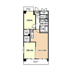 ベルデュール 2LDKの間取図画像