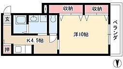 長谷川ビル 1Kの間取図画像