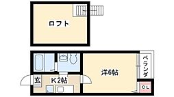グッドウッド荒江 1Kの間取図画像