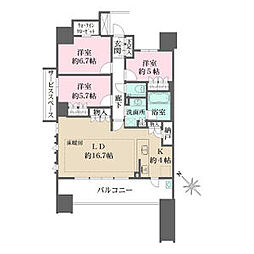 ザ・パークハウス名古屋 3LDKの間取図画像