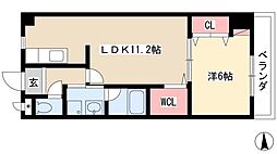 エスポワール中西 1LDKの間取図画像