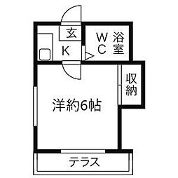 セントラルアイランド 1Kの間取図画像