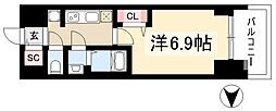 プレサンスNAGOYAファスト 1Kの間取図画像