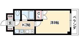 レージュ松原 1Kの間取図画像