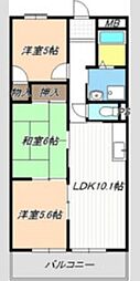 第2奥村ハイツ 3LDKの間取図画像