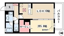 レクシオン横井 1LDKの間取図画像
