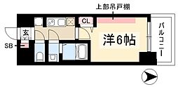 プレリス太閤通セルシア 1Kの間取図画像