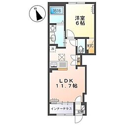 ロベリア 1LDKの間取図画像
