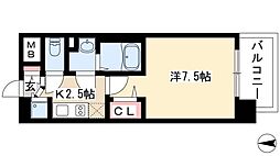 プレサンス名古屋STATIONディーヴァ 1Kの間取図画像