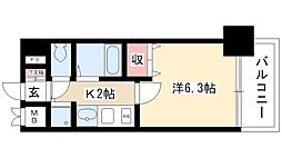 プレサンス大須観音駅前サクシード 1Kの間取図画像