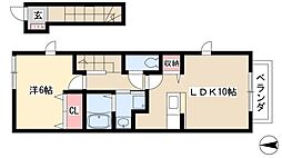 椛 1LDKの間取図画像
