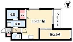 MOVE本陣PREMIO 1LDKの間取図画像