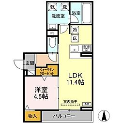 セレスティア中村 1LDKの間取図画像
