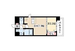 プレサンスNAGOYA本陣 1DKの間取図画像