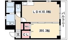 フローレス・コート 1LDKの間取図画像