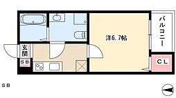 フィローネ高畑 1Kの間取図画像