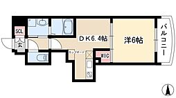 エステムプラザ名古屋駅前プライムタワー 1DKの間取図画像