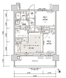 ブライム名古屋 2LDKの間取図画像
