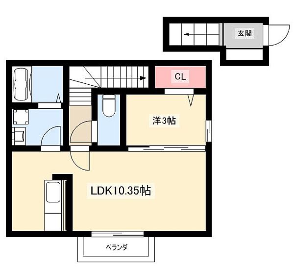 ポルトエール ｜愛知県名古屋市中村区烏森町1丁目(賃貸アパート1LDK・2階・37.90㎡)の写真 その2