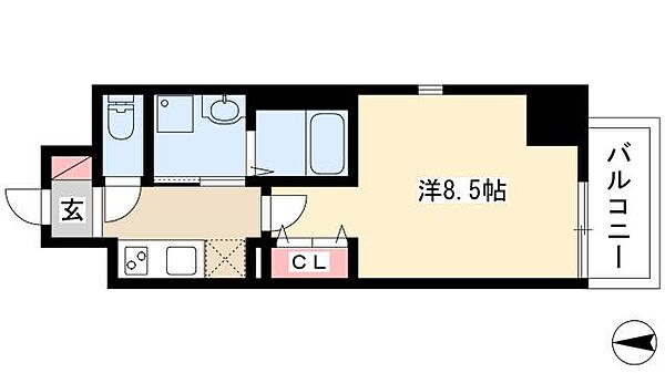 プランドール那古野 ｜愛知県名古屋市西区幅下2丁目(賃貸マンション1K・8階・27.75㎡)の写真 その2