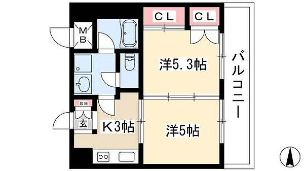 第2タジックビル ｜愛知県名古屋市中区栄5丁目(賃貸マンション2K・4階・32.66㎡)の写真 その2