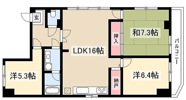 イトーマンション ｜愛知県名古屋市中川区高畑2丁目(賃貸マンション3LDK・5階・69.49㎡)の写真 その2