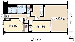 ソーラスフロント富船北棟 2LDKの間取図画像