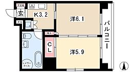 レインボーピア記念橋 6階1LDKの間取り