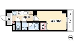 ドゥナーレ辻町 1Kの間取図画像