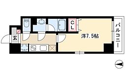 ドゥナーレ辻町 7階1Kの間取り