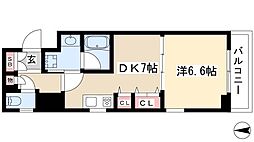 レジディア高岳 4階1DKの間取り