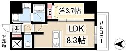 ディアレイシャス名古屋浄心 9階1LDKの間取り