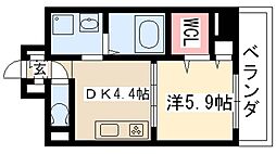 トレフルコート 5階1DKの間取り