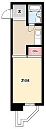 第五七福ビル 1Kの間取図画像