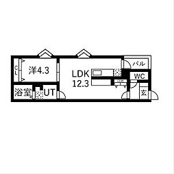 名古屋市北区生駒町7丁目アパート 1LDKの間取図画像