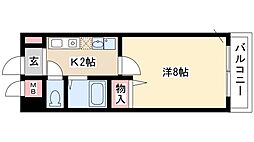 ベル名駅 1Kの間取図画像