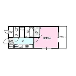 フラッハフェルト 1Kの間取図画像