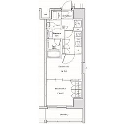 ザ・パークハビオ名古屋松原 2Kの間取図画像