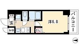 ライジングコート名古屋駅前東 1Kの間取図画像
