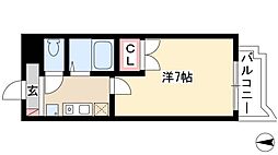 さくら八田 1Kの間取図画像
