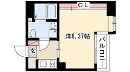 グランデューク代官町 1Kの間取図画像
