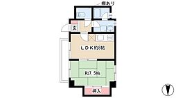 長井マンション 1LDKの間取図画像