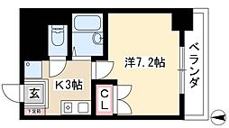 ヒルズ千種 1Kの間取図画像