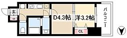メイクス鶴舞2 1DKの間取図画像