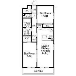 名古屋市千種区千種2丁目マンション 2LDKの間取図画像
