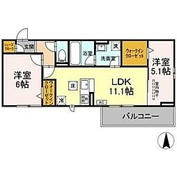 ボヌール 2LDKの間取図画像