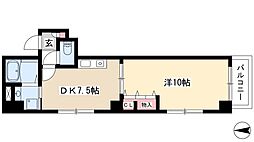 レジデンスカープ今池 1DKの間取図画像