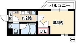 StudioRX中村公園 1Kの間取図画像