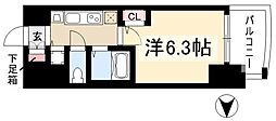 プレサンスサカエリバースタイル 1Kの間取図画像